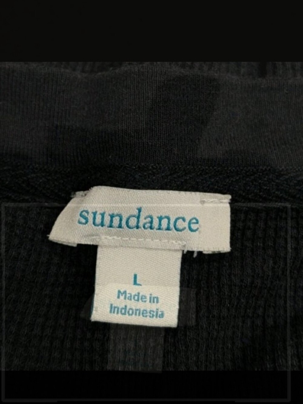 Sundance Waffle Knit Thermal Shirt Top Black L Outdoor Country Cowgirl #585 - Picture 2 of 7
